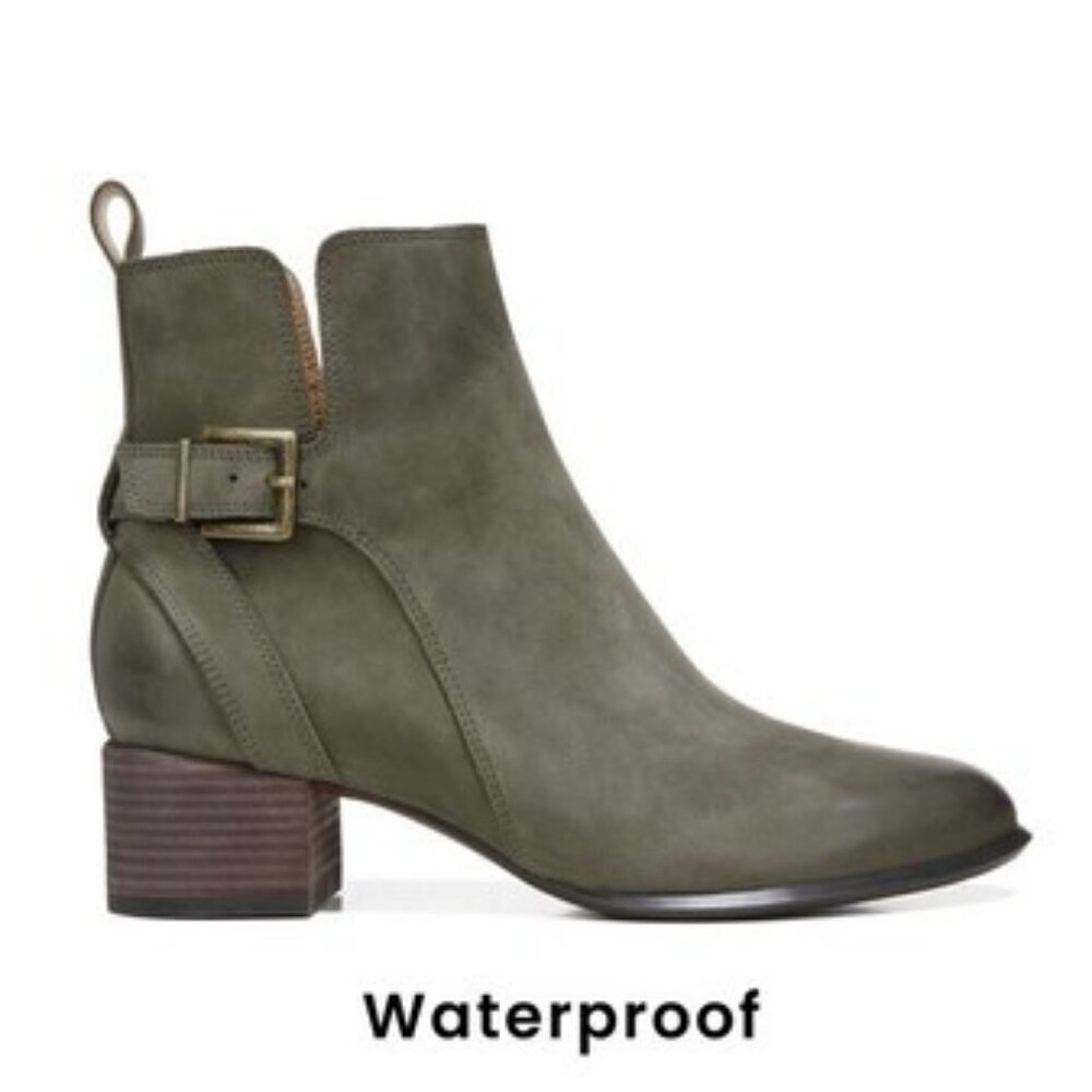Vionic Sienna Waterproof Leather Short Block Heel Ankle Boot Bootie Winter Snow